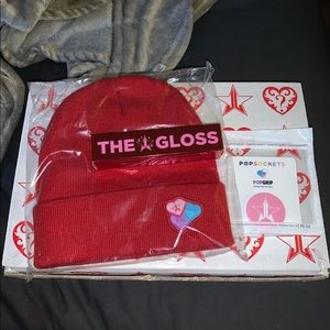 Jeffree Star beanie, pop socket, and the gloss